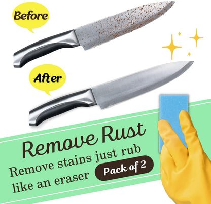Rust Eraser for Knives Kitchen Stoves Wood Finish and Bicycles Multi Purpouse Cleaning Rubber Eraser Remover Dirt Stains (Coarse) Made in Japan, Set of 2