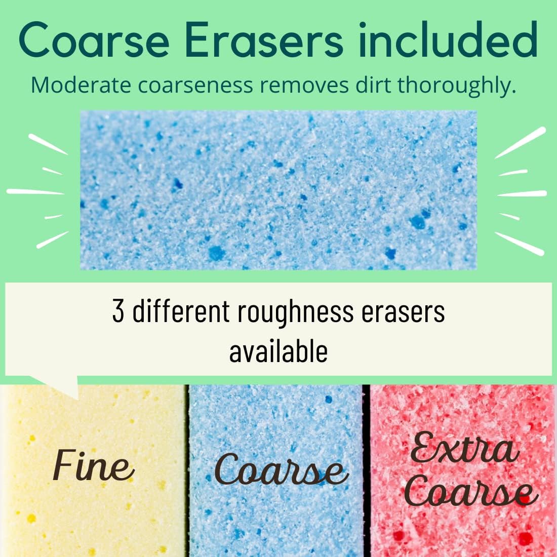 Rust Eraser for Knives Kitchen Stoves Wood Finish and Bicycles Multi Purpouse Cleaning Rubber Eraser Remover Dirt Stains (Coarse) Made in Japan, Set of 2