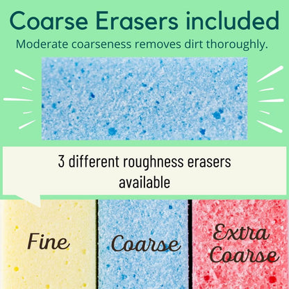 Rust Eraser for Knives Kitchen Stoves Wood Finish and Bicycles Multi Purpouse Cleaning Rubber Eraser Remover Dirt Stains (Coarse) Made in Japan, Set of 2