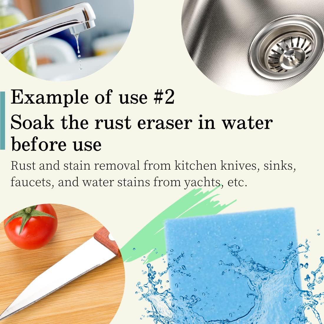 Rust Eraser for Knives Kitchen Stoves Wood Finish and Bicycles Multi Purpouse Cleaning Rubber Eraser Remover Dirt Stains (Coarse) Made in Japan, Set of 2