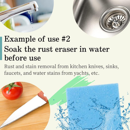 Rust Eraser for Knives Kitchen Stoves Wood Finish and Bicycles Multi Purpouse Cleaning Rubber Eraser Remover Dirt Stains (Coarse) Made in Japan, Set of 2