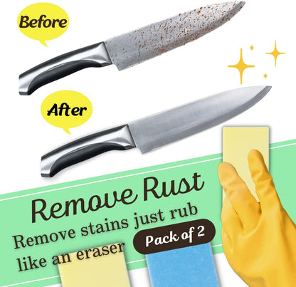 Rust Eraser for Knives Kitchen Stoves Wood Finish and Bicycles Multi Purpouse Cleaning Rubber Eraser Remover Dirt Stains (Coarse) Made in Japan, Set of 2