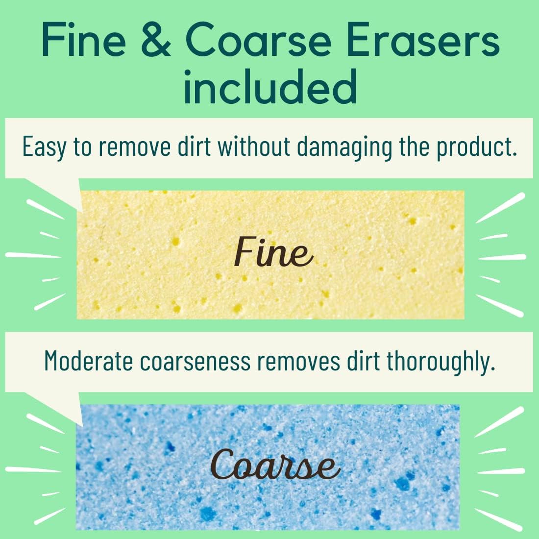 Rust Eraser for Knives Kitchen Stoves Wood Finish and Bicycles Multi Purpouse Cleaning Rubber Eraser Remover Dirt Stains (Coarse) Made in Japan, Set of 2