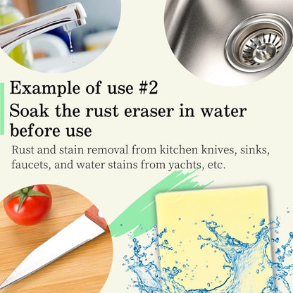 Rust Eraser for Knives Kitchen Stoves Wood Finish and Bicycles Multi Purpouse Cleaning Rubber Eraser Remover Dirt Stains (Coarse) Made in Japan, Set of 2
