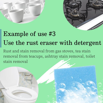 Rust Eraser for Knives Kitchen Stoves Wood Finish and Bicycles Multi Purpouse Cleaning Rubber Eraser Remover Dirt Stains (Coarse) Made in Japan, Set of 2