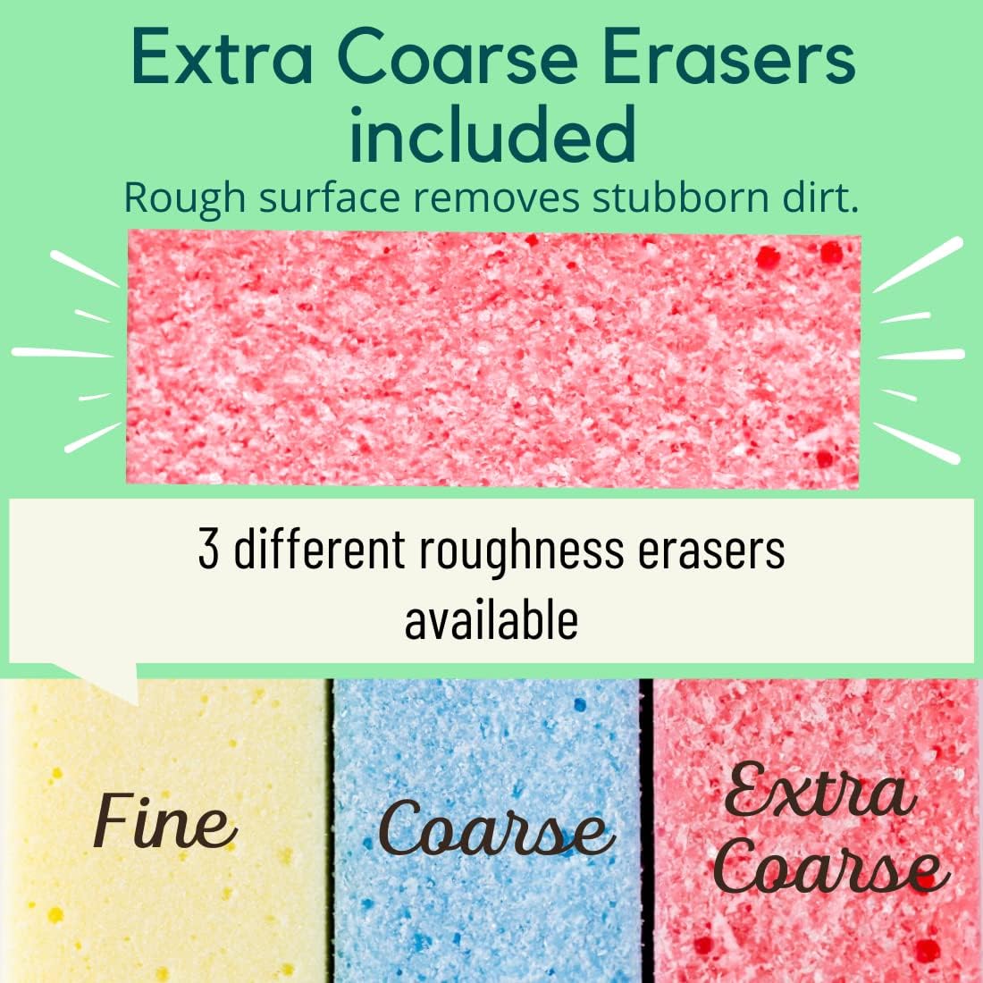 Rust Eraser for Knives Kitchen Stoves Wood Finish and Bicycles Multi Purpouse Cleaning Rubber Eraser Remover Dirt Stains (Coarse) Made in Japan, Set of 2