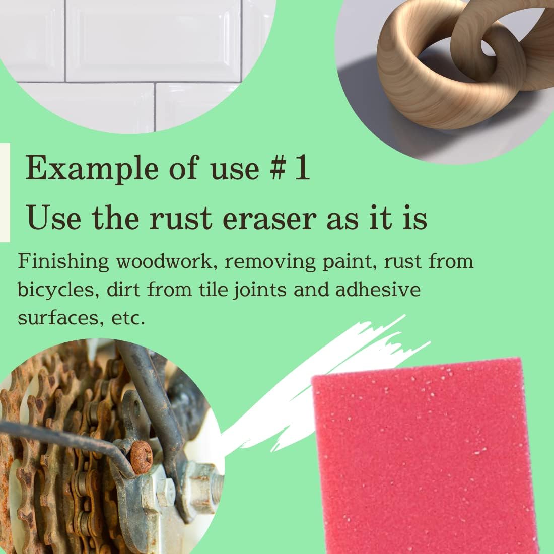 Rust Eraser for Knives Kitchen Stoves Wood Finish and Bicycles Multi Purpouse Cleaning Rubber Eraser Remover Dirt Stains (Coarse) Made in Japan, Set of 2