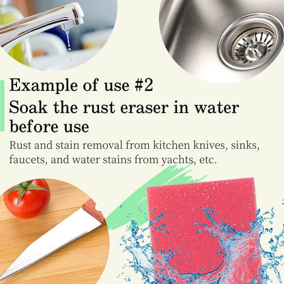 Rust Eraser for Knives Kitchen Stoves Wood Finish and Bicycles Multi Purpouse Cleaning Rubber Eraser Remover Dirt Stains (Coarse) Made in Japan, Set of 2