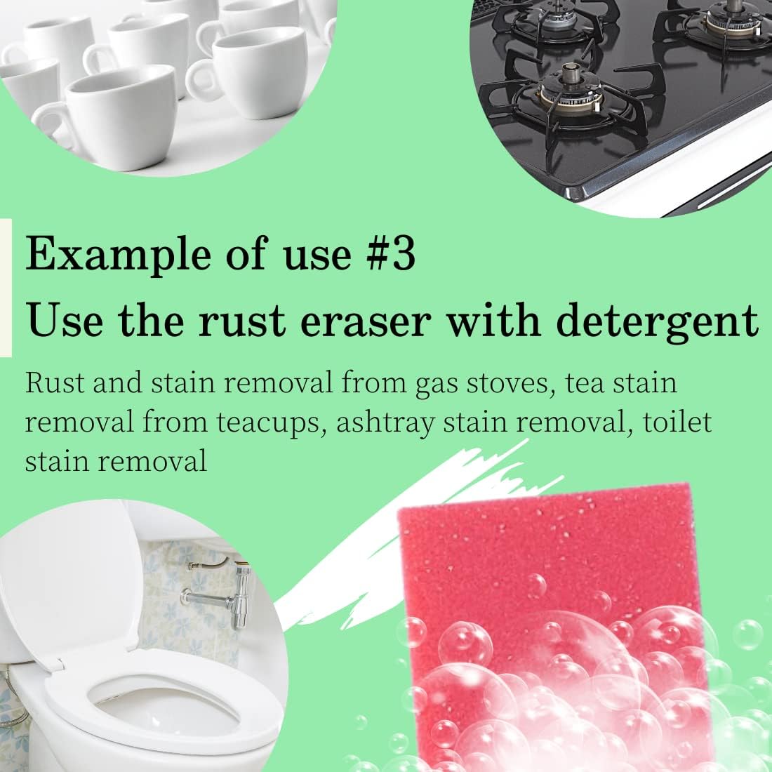 Rust Eraser for Knives Kitchen Stoves Wood Finish and Bicycles Multi Purpouse Cleaning Rubber Eraser Remover Dirt Stains (Coarse) Made in Japan, Set of 2