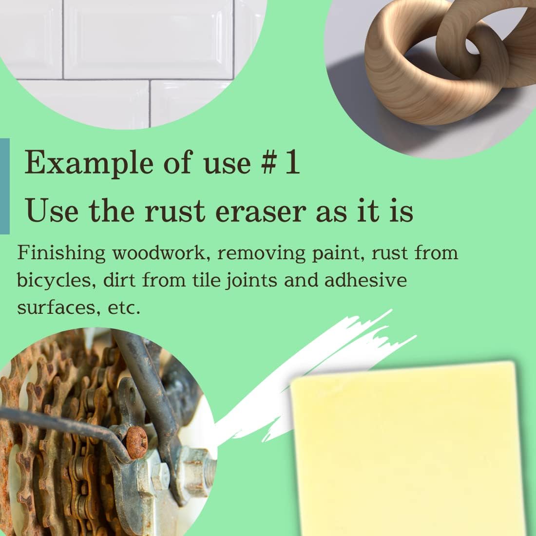 Rust Eraser for Knives Kitchen Stoves Wood Finish and Bicycles Multi Purpouse Cleaning Rubber Eraser Remover Dirt Stains (Coarse) Made in Japan, Set of 2