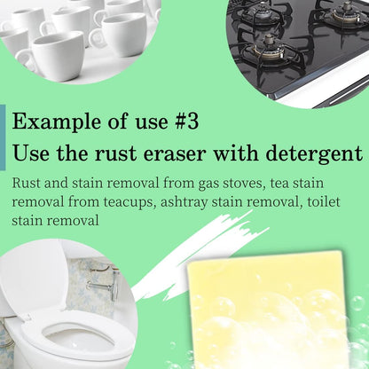 Rust Eraser for Knives Kitchen Stoves Wood Finish and Bicycles Multi Purpouse Cleaning Rubber Eraser Remover Dirt Stains (Coarse) Made in Japan, Set of 2