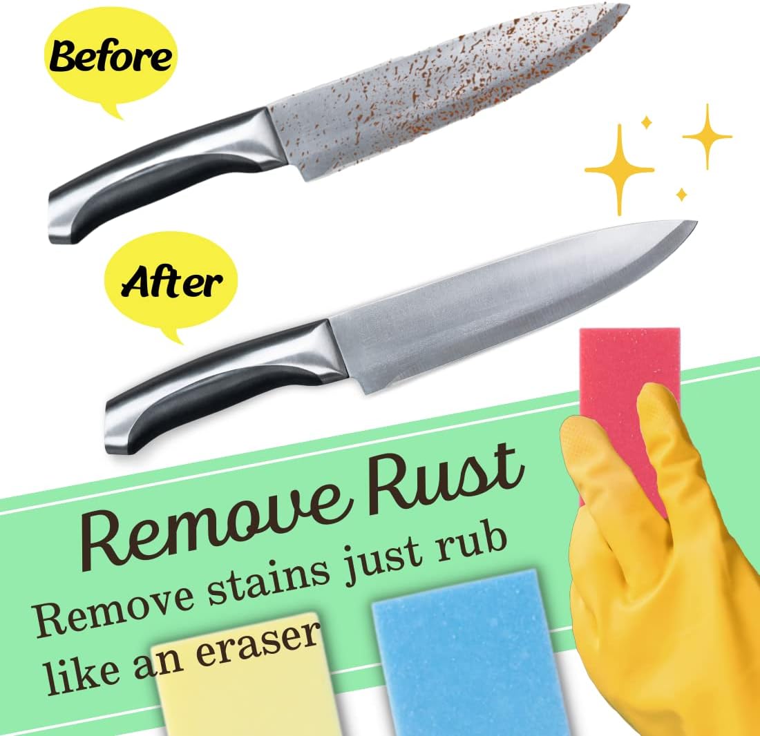 Rust Eraser for Knives Kitchen Stoves Wood Finish and Bicycles Multi Purpouse Cleaning Rubber Eraser Remover Dirt Stains (Coarse) Made in Japan, Set of 2