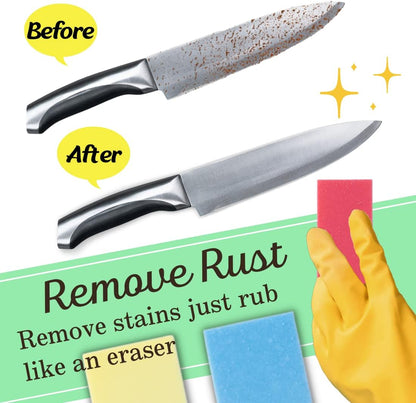 Rust Eraser for Knives Kitchen Stoves Wood Finish and Bicycles Multi Purpouse Cleaning Rubber Eraser Remover Dirt Stains (Coarse) Made in Japan, Set of 2