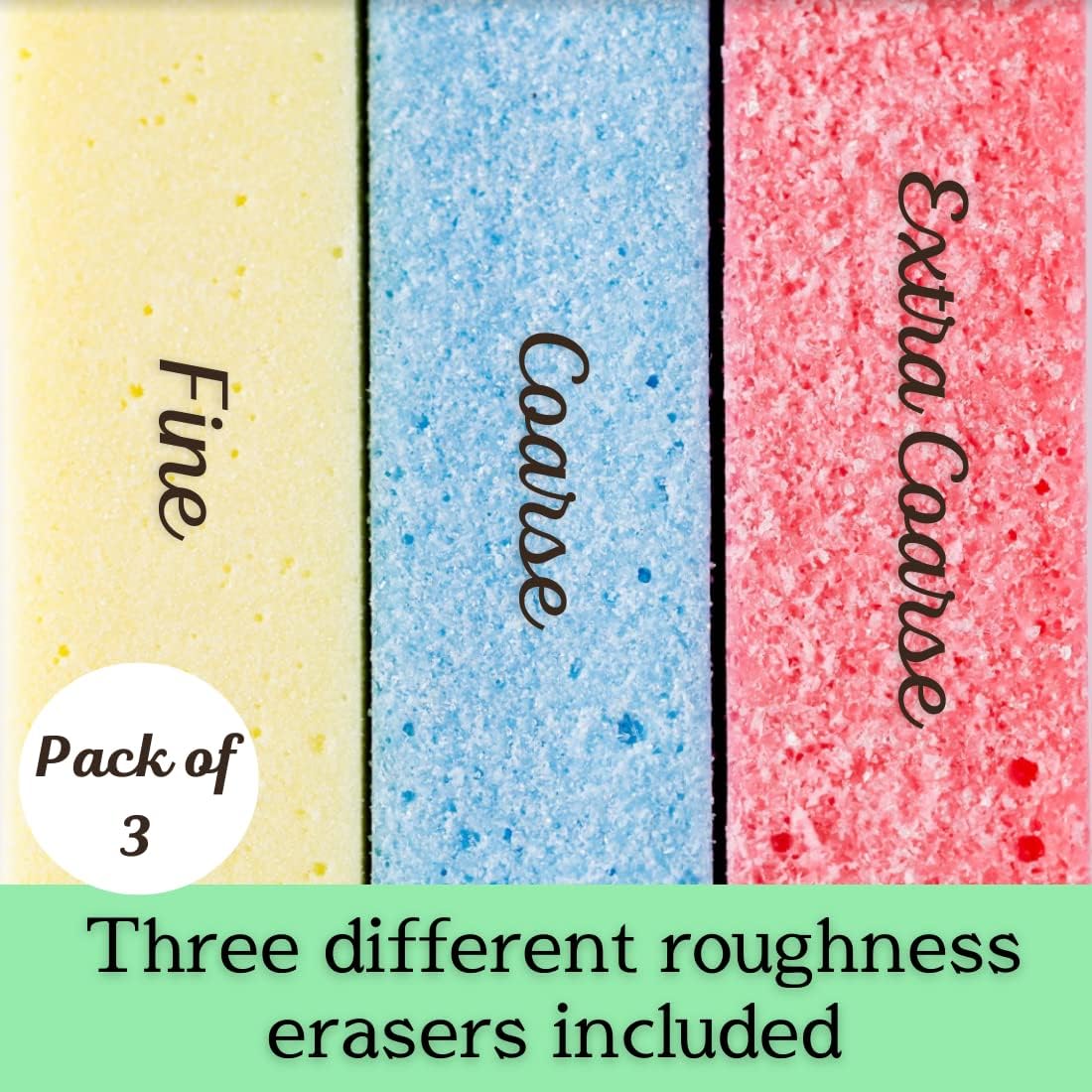 Rust Eraser for Knives Kitchen Stoves Wood Finish and Bicycles Multi Purpouse Cleaning Rubber Eraser Remover Dirt Stains (Coarse) Made in Japan, Set of 2