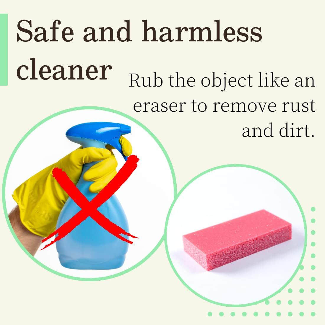 Rust Eraser for Knives Kitchen Stoves Wood Finish and Bicycles Multi Purpouse Cleaning Rubber Eraser Remover Dirt Stains (Coarse) Made in Japan, Set of 2