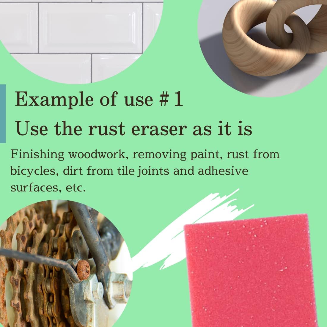 Rust Eraser for Knives Kitchen Stoves Wood Finish and Bicycles Multi Purpouse Cleaning Rubber Eraser Remover Dirt Stains (Coarse) Made in Japan, Set of 2