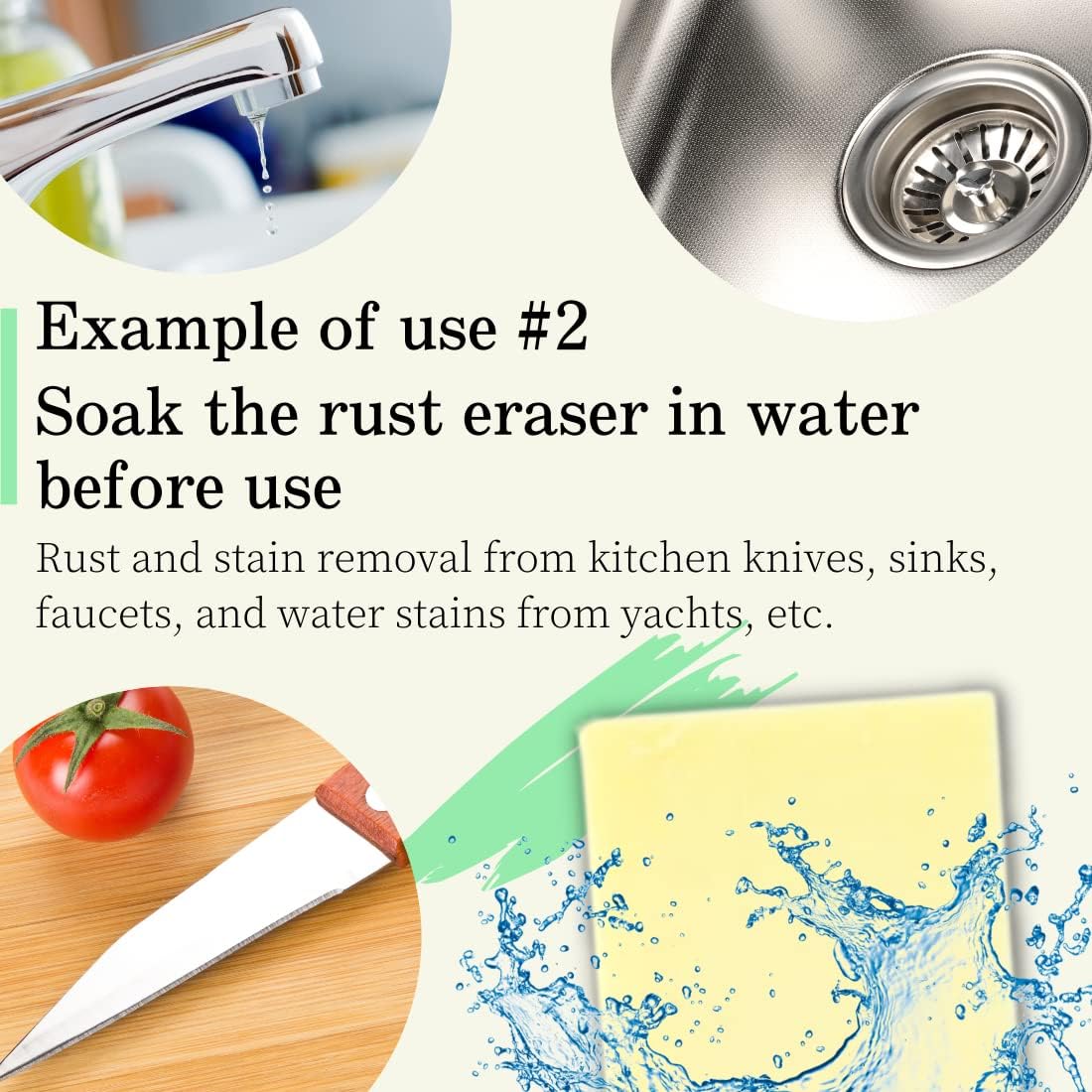 Rust Eraser for Knives Kitchen Stoves Wood Finish and Bicycles Multi Purpouse Cleaning Rubber Eraser Remover Dirt Stains (Coarse) Made in Japan, Set of 2