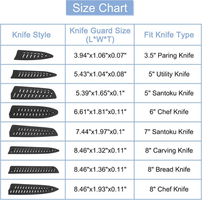 10Pcs Knife Cover Sleeves Blade Edge Guards for 7" Santoku Knife Blade Edge Protector Cover Universal Knife Sheath for Kitchen, Black