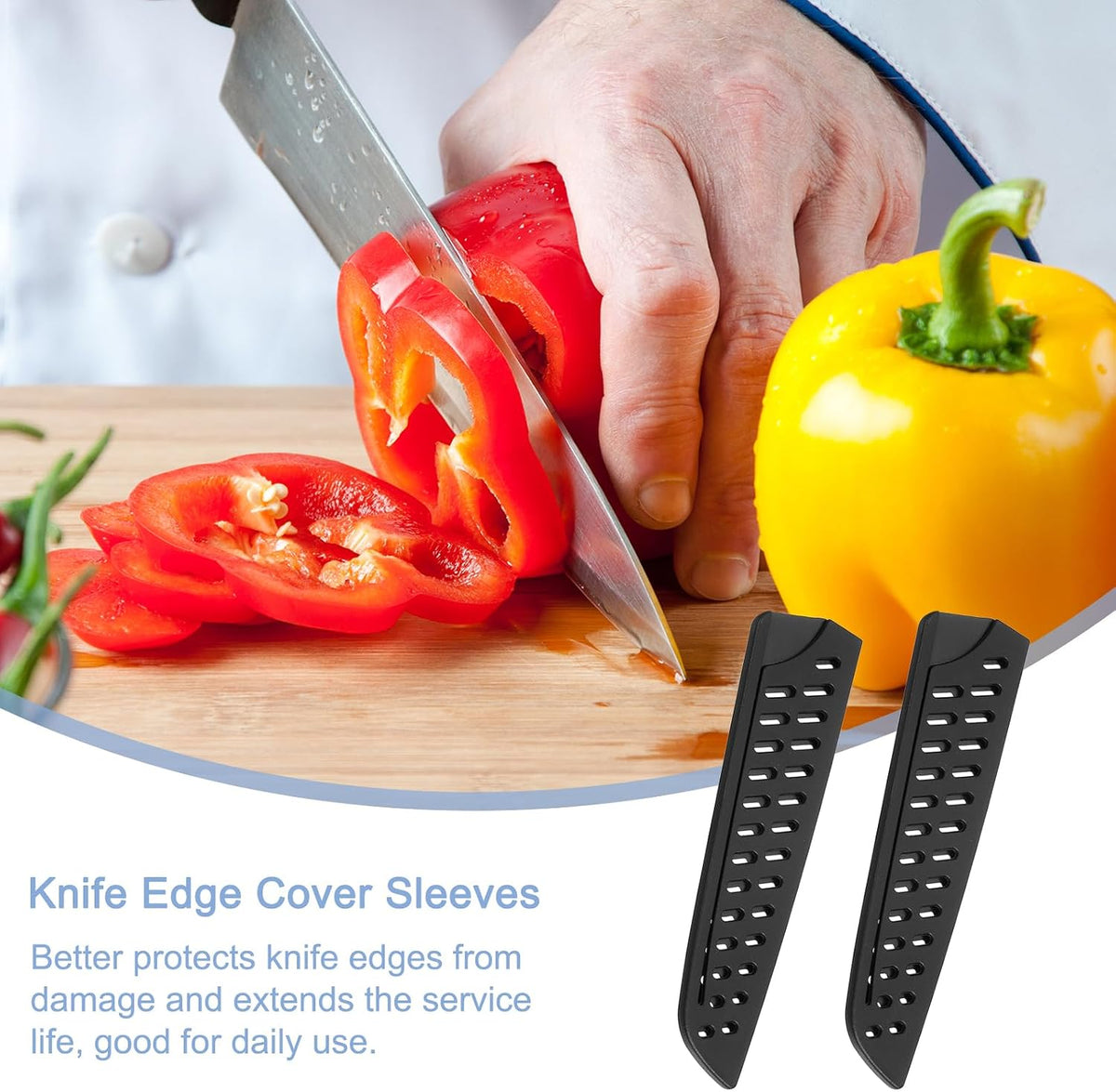 10Pcs Knife Cover Sleeves Blade Edge Guards for 7" Santoku Knife Blade Edge Protector Cover Universal Knife Sheath for Kitchen, Black