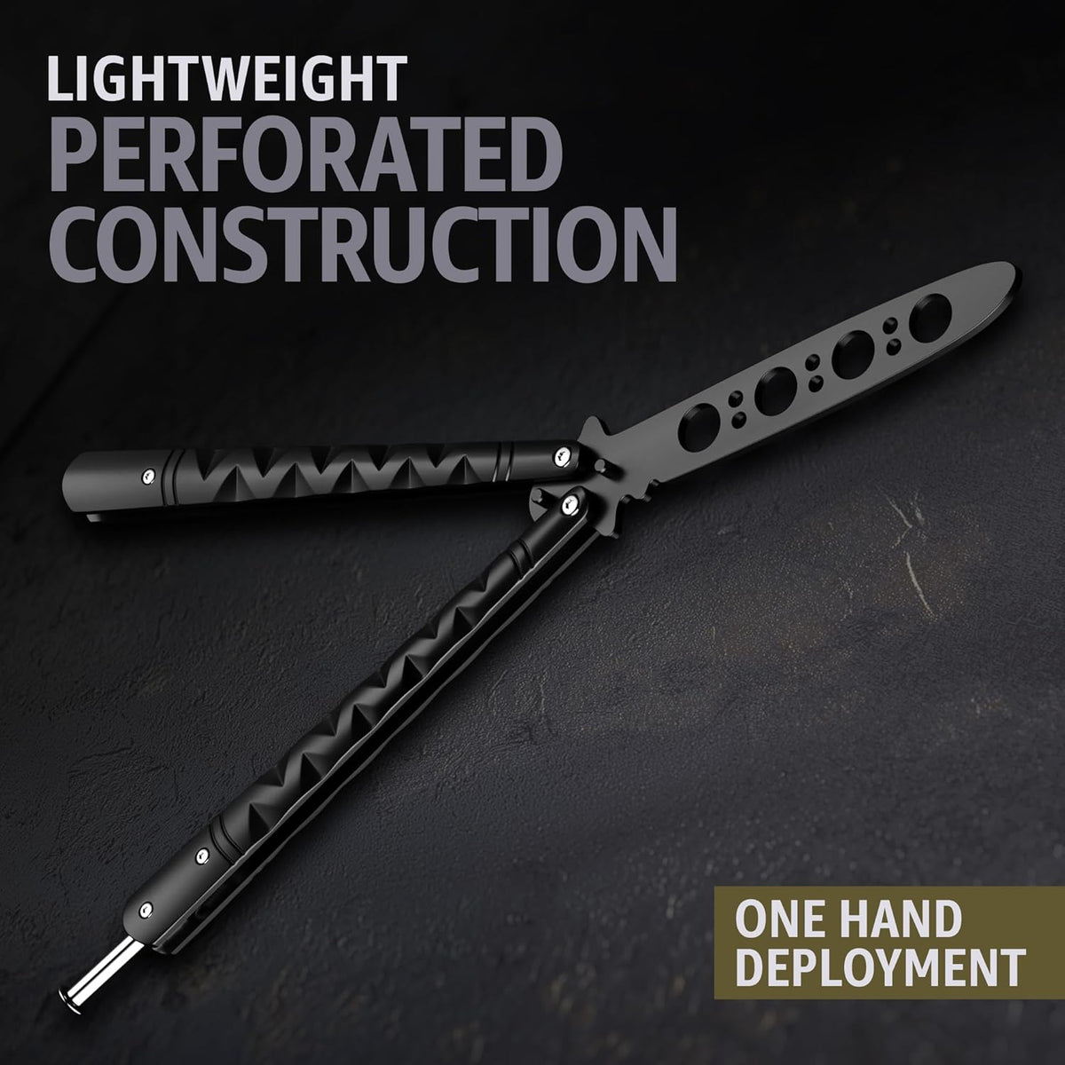 Butterfly Knife - Balisong Trainer - Black Practice Butterfly Trainer with Sure Spring Latch - Balisong Knives NOT Real NOT Sharp Blade - Full Stainless Steel Fake Dull Trick CSGO Fidget Toy K19 B