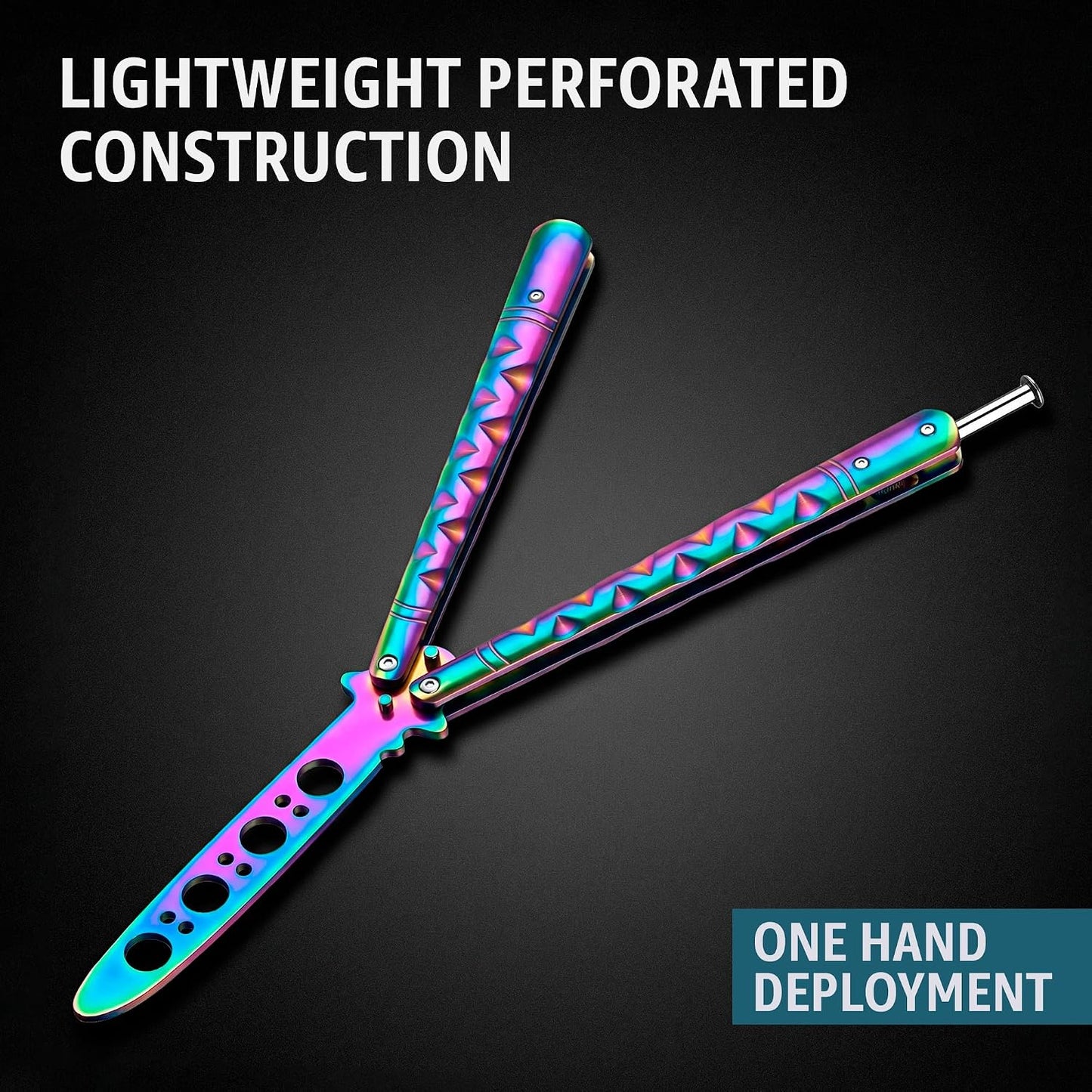 Butterfly Knife - Balisong Trainer - Black Practice Butterfly Trainer with Sure Spring Latch - Balisong Knives NOT Real NOT Sharp Blade - Full Stainless Steel Fake Dull Trick CSGO Fidget Toy K19 B