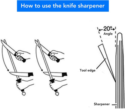 Kitchen Knife Sharpener Rod Honing Steel 8 Inches Professional Carbon Steel Knife Sharpening Honing Rod with Hanging Holes for Household, Chef, 13.2" Overall