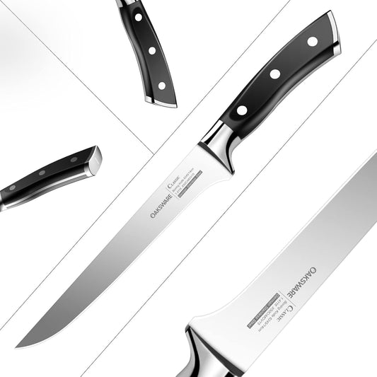 Pro Boning Knife 5.5 Inch, German High Carbon Steel Fillet Knife | Ergonomic Handle for Safe & Precise Deboning, Razor Sharp Full Tang Meat Trimming Knife for BBQ Brisket, Ribs, Poultry & Fish