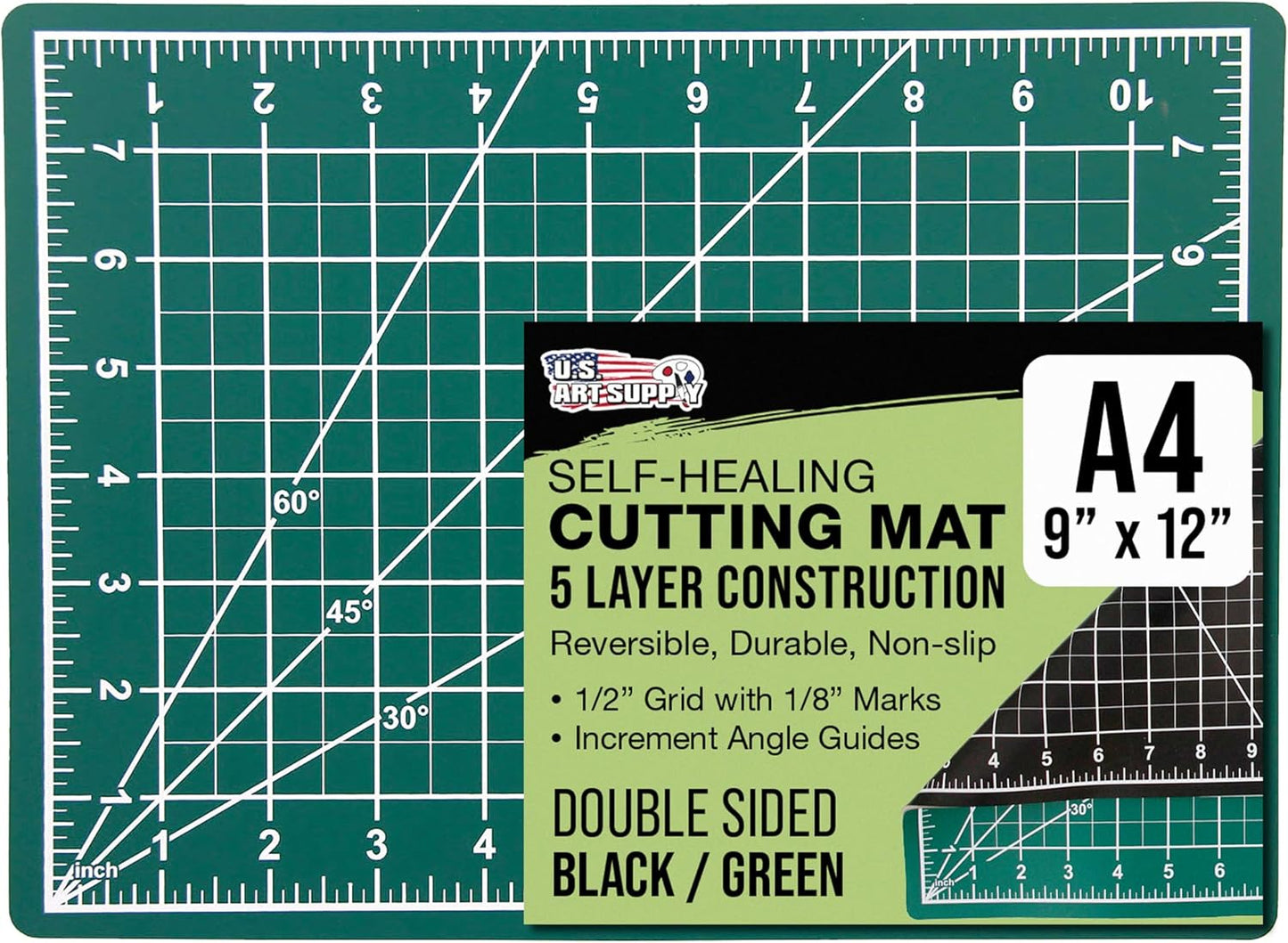 9" x 12" Self-Healing Cutting Mat 5-Ply - Double-Sided Green/Black Craft Mat, Non-Slip Cutting Mats for Crafts, Sewing, Quilting, Scrapbooking