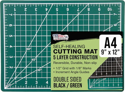 9" x 12" Self-Healing Cutting Mat 5-Ply - Double-Sided Green/Black Craft Mat, Non-Slip Cutting Mats for Crafts, Sewing, Quilting, Scrapbooking