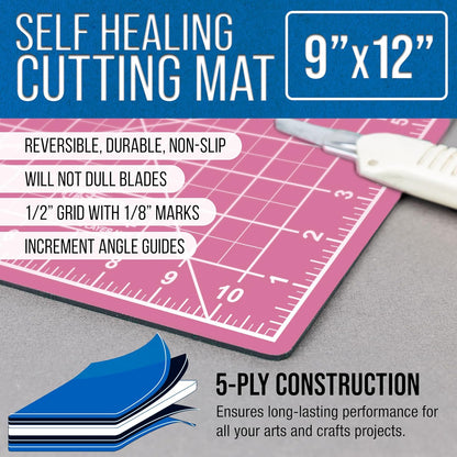 9" x 12" Self-Healing Cutting Mat 5-Ply - Double-Sided Green/Black Craft Mat, Non-Slip Cutting Mats for Crafts, Sewing, Quilting, Scrapbooking