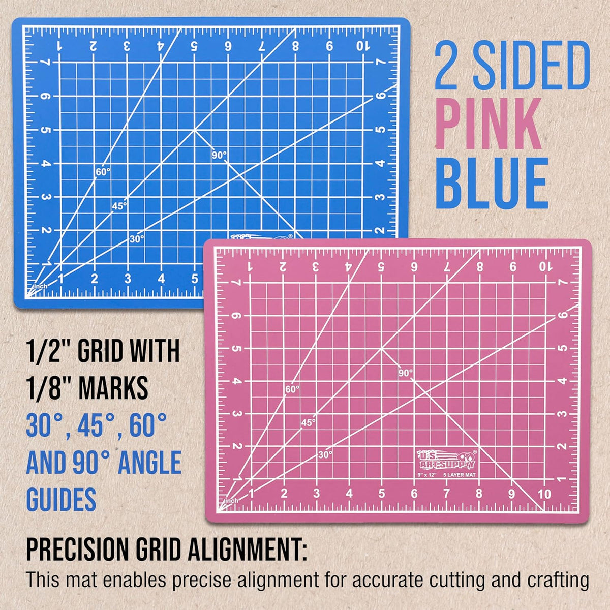 9" x 12" Self-Healing Cutting Mat 5-Ply - Double-Sided Green/Black Craft Mat, Non-Slip Cutting Mats for Crafts, Sewing, Quilting, Scrapbooking