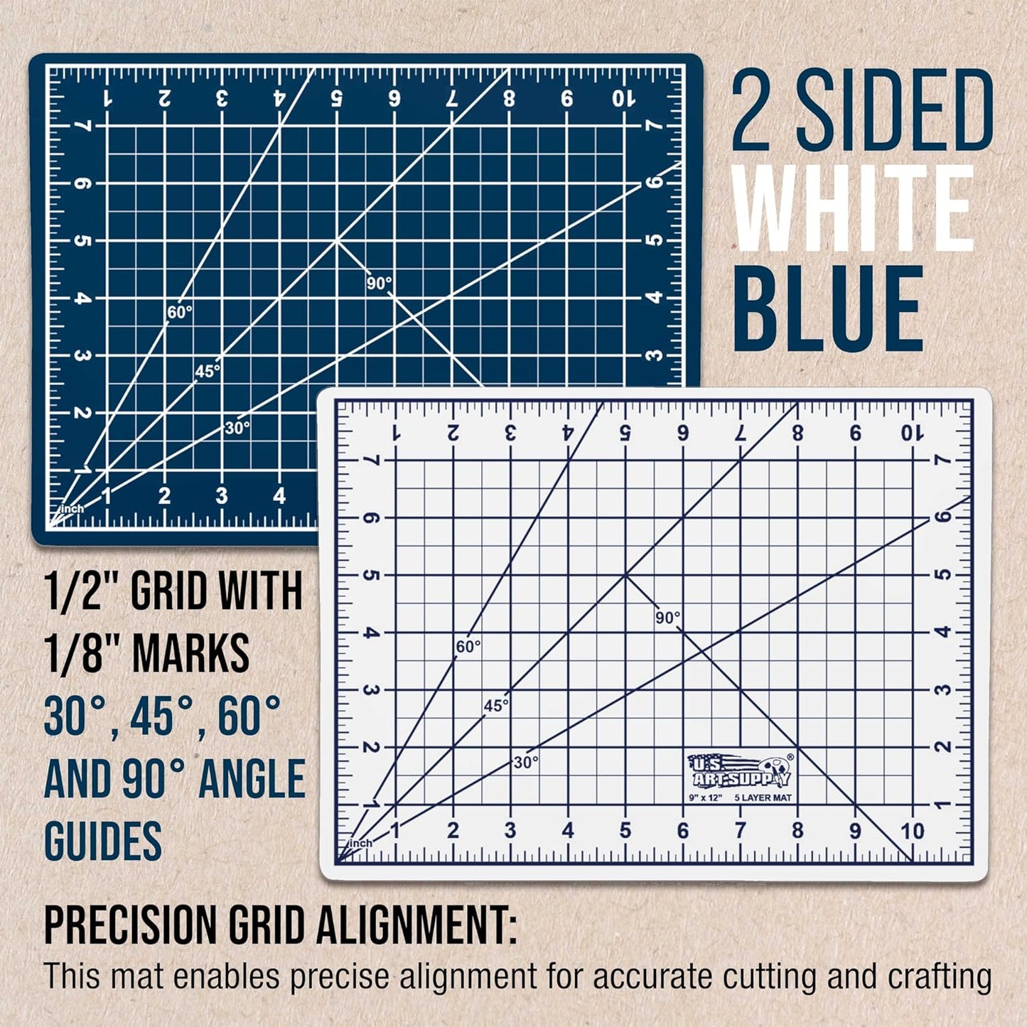 9" x 12" Self-Healing Cutting Mat 5-Ply - Double-Sided Green/Black Craft Mat, Non-Slip Cutting Mats for Crafts, Sewing, Quilting, Scrapbooking