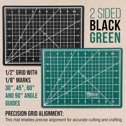 9" x 12" Self-Healing Cutting Mat 5-Ply - Double-Sided Green/Black Craft Mat, Non-Slip Cutting Mats for Crafts, Sewing, Quilting, Scrapbooking