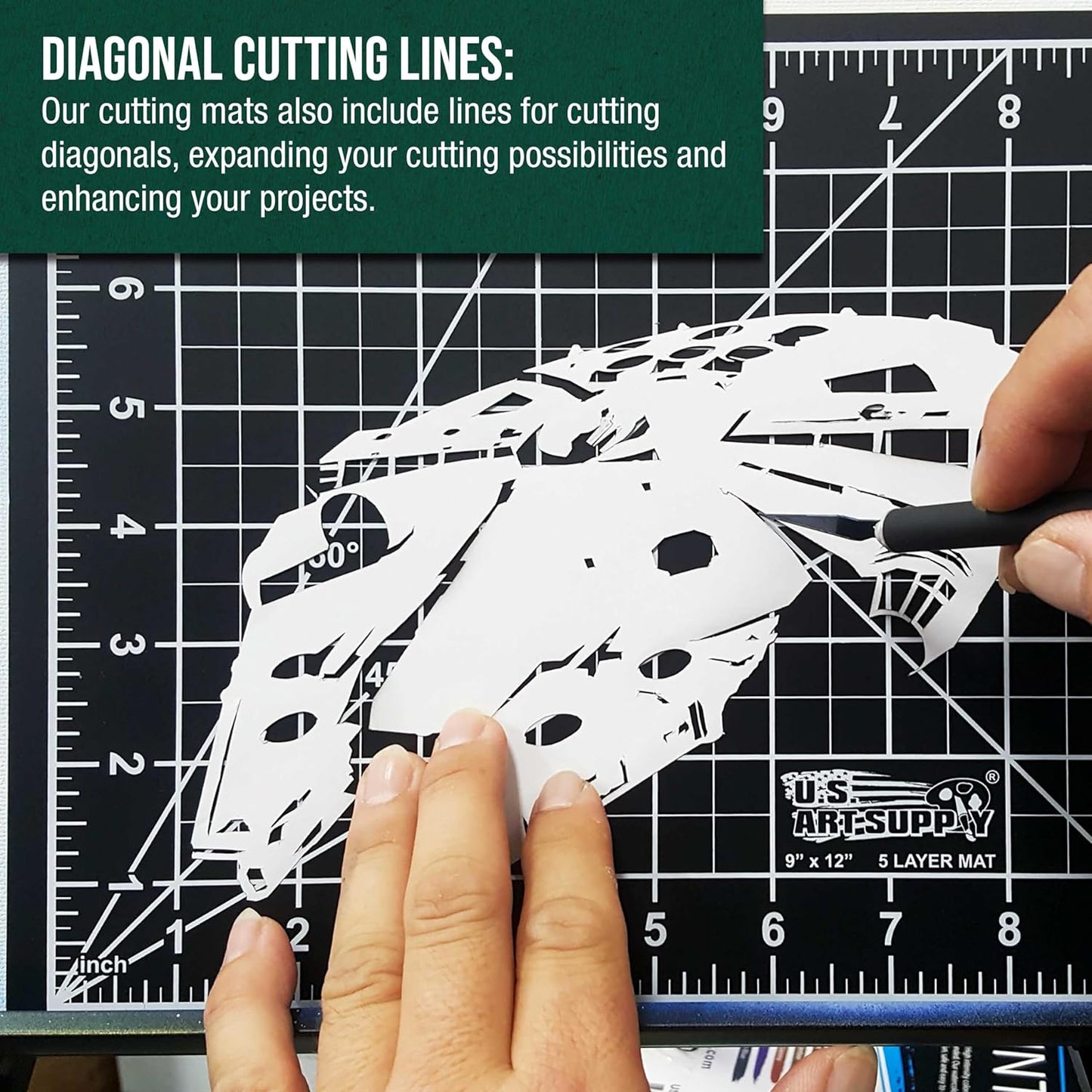 9" x 12" Self-Healing Cutting Mat 5-Ply - Double-Sided Green/Black Craft Mat, Non-Slip Cutting Mats for Crafts, Sewing, Quilting, Scrapbooking