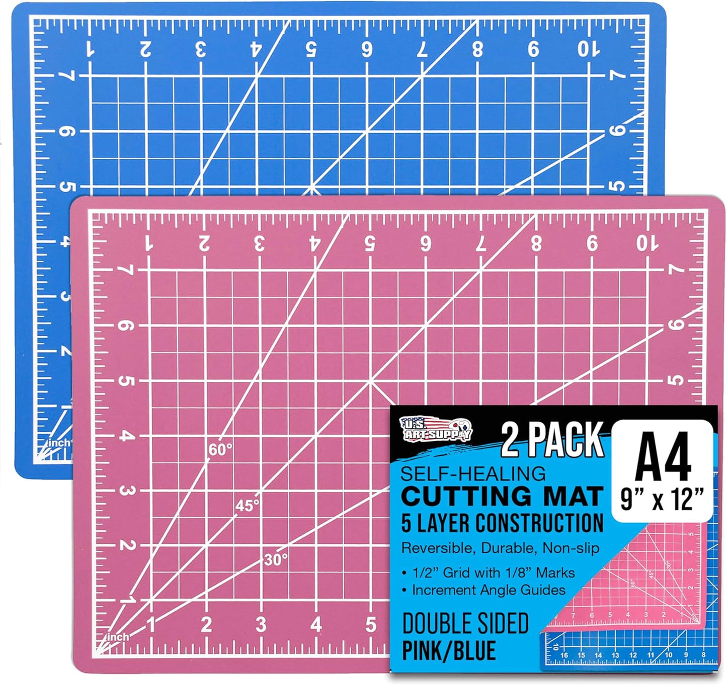 9" x 12" Self-Healing Cutting Mat 5-Ply - Double-Sided Green/Black Craft Mat, Non-Slip Cutting Mats for Crafts, Sewing, Quilting, Scrapbooking