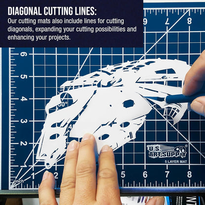 9" x 12" Self-Healing Cutting Mat 5-Ply - Double-Sided Green/Black Craft Mat, Non-Slip Cutting Mats for Crafts, Sewing, Quilting, Scrapbooking