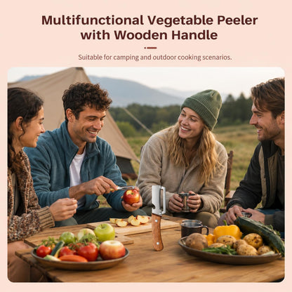 Elite Vegetable Peeler, Multifunctional Vegetable Peeler with Wooden Handle, 2-in-1 Stainless Steel Peeler with Built-In Bottle Opener, Fruit & Vegetable Kitchen Tool, 2PCS