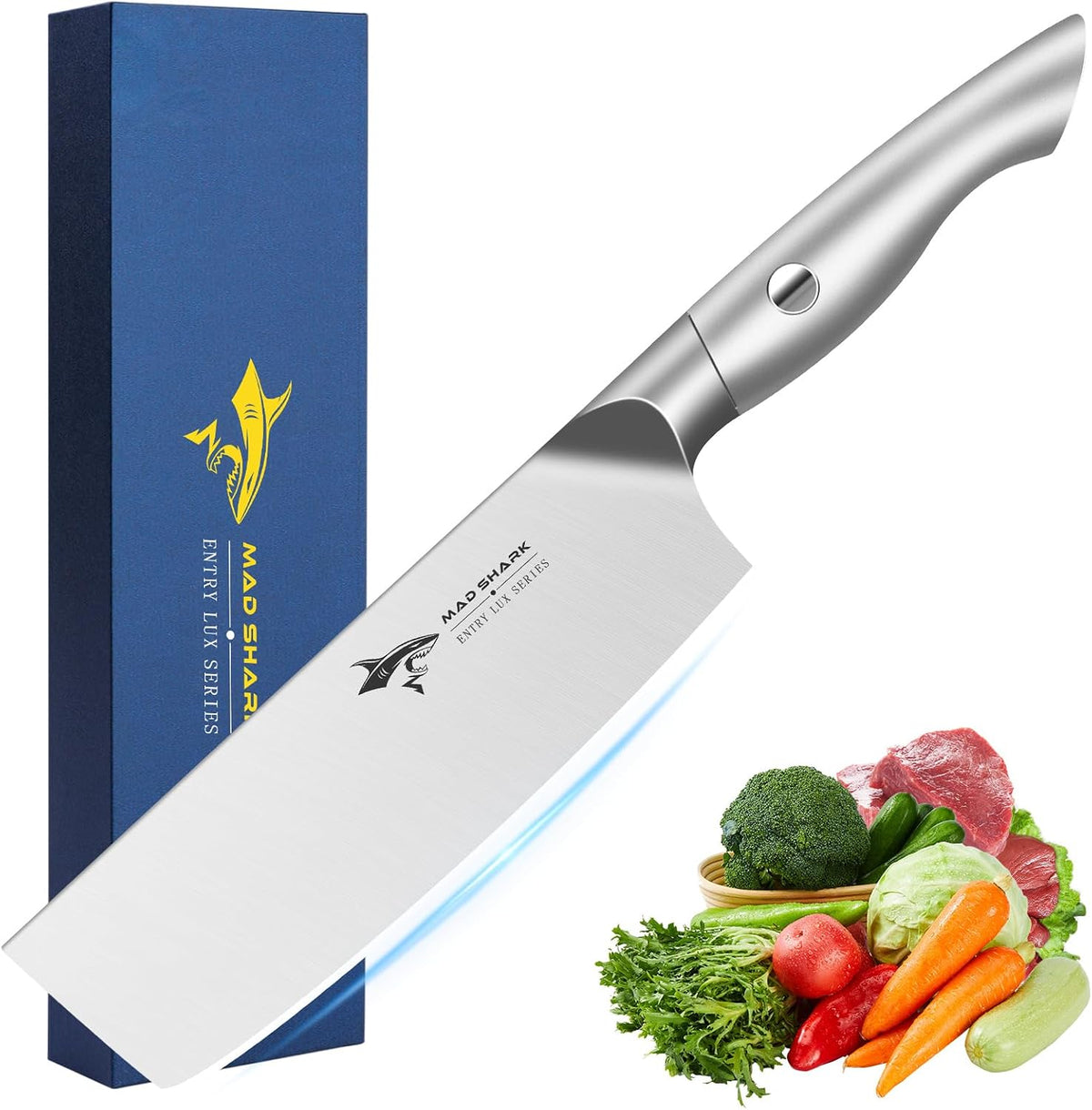 7 Inch Nakiri Knife, Ultra Sharp German Stainless Steel Vegetable Knife, Ergonomic Handle, Multipurpose Kitchen Knife for Chopping, Slicing, and Dicing