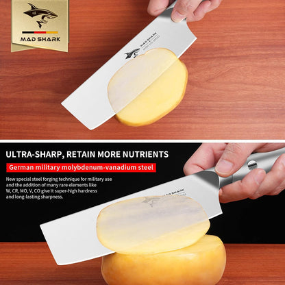 7 Inch Nakiri Knife, Ultra Sharp German Stainless Steel Vegetable Knife, Ergonomic Handle, Multipurpose Kitchen Knife for Chopping, Slicing, and Dicing