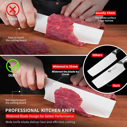 7 Inch Nakiri Knife, Ultra Sharp German Stainless Steel Vegetable Knife, Ergonomic Handle, Multipurpose Kitchen Knife for Chopping, Slicing, and Dicing