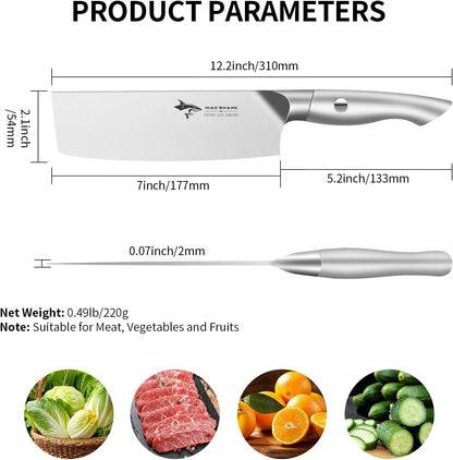 7 Inch Nakiri Knife, Ultra Sharp German Stainless Steel Vegetable Knife, Ergonomic Handle, Multipurpose Kitchen Knife for Chopping, Slicing, and Dicing