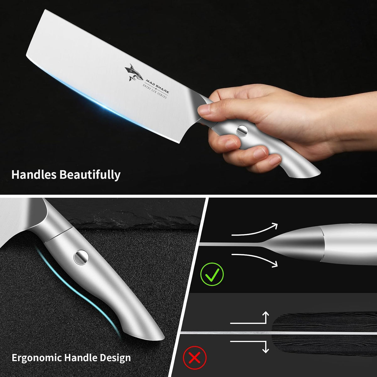 7 Inch Nakiri Knife, Ultra Sharp German Stainless Steel Vegetable Knife, Ergonomic Handle, Multipurpose Kitchen Knife for Chopping, Slicing, and Dicing