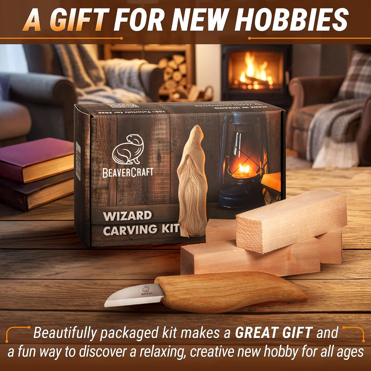 Whittling Kit for Beginners, Wood Carving Kit for Beginners - Wood Carving Tools Woodworking Kit for Adults and Teens - Whittling Knife Kit with Wood Blocks - Wood Carving Set DIY03 Wizard