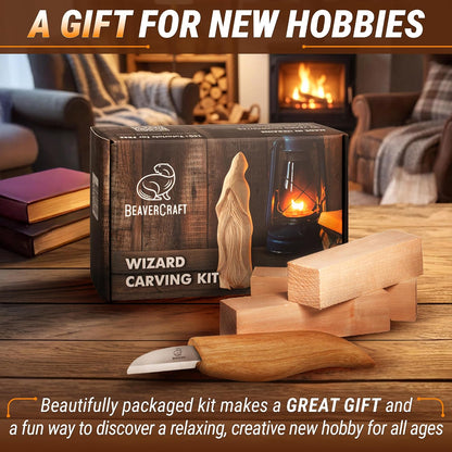 Whittling Kit for Beginners, Wood Carving Kit for Beginners - Wood Carving Tools Woodworking Kit for Adults and Teens - Whittling Knife Kit with Wood Blocks - Wood Carving Set DIY03 Wizard