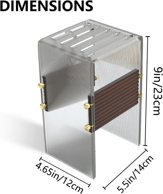 Acrylic Knife Block Holder, Display Stand with Transparent Striped, Kitchen Countertop Knife Holder with Non-Slip Base(Knives Not Included)