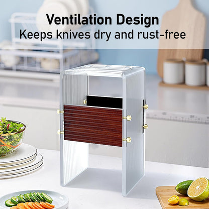Acrylic Knife Block Holder, Display Stand with Transparent Striped, Kitchen Countertop Knife Holder with Non-Slip Base(Knives Not Included)