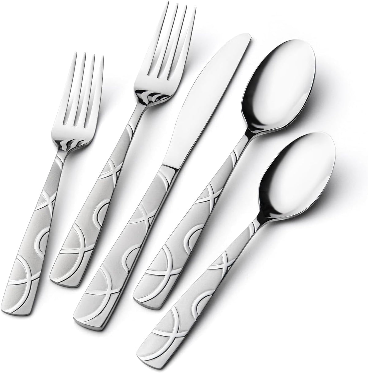 40PCS Stainless Steel Silverware Set, Modern Flatware Set for Kitchen, Mirror Polished Cutlery Set with Forks, Spoons and Knives，Dishwasher Safe
