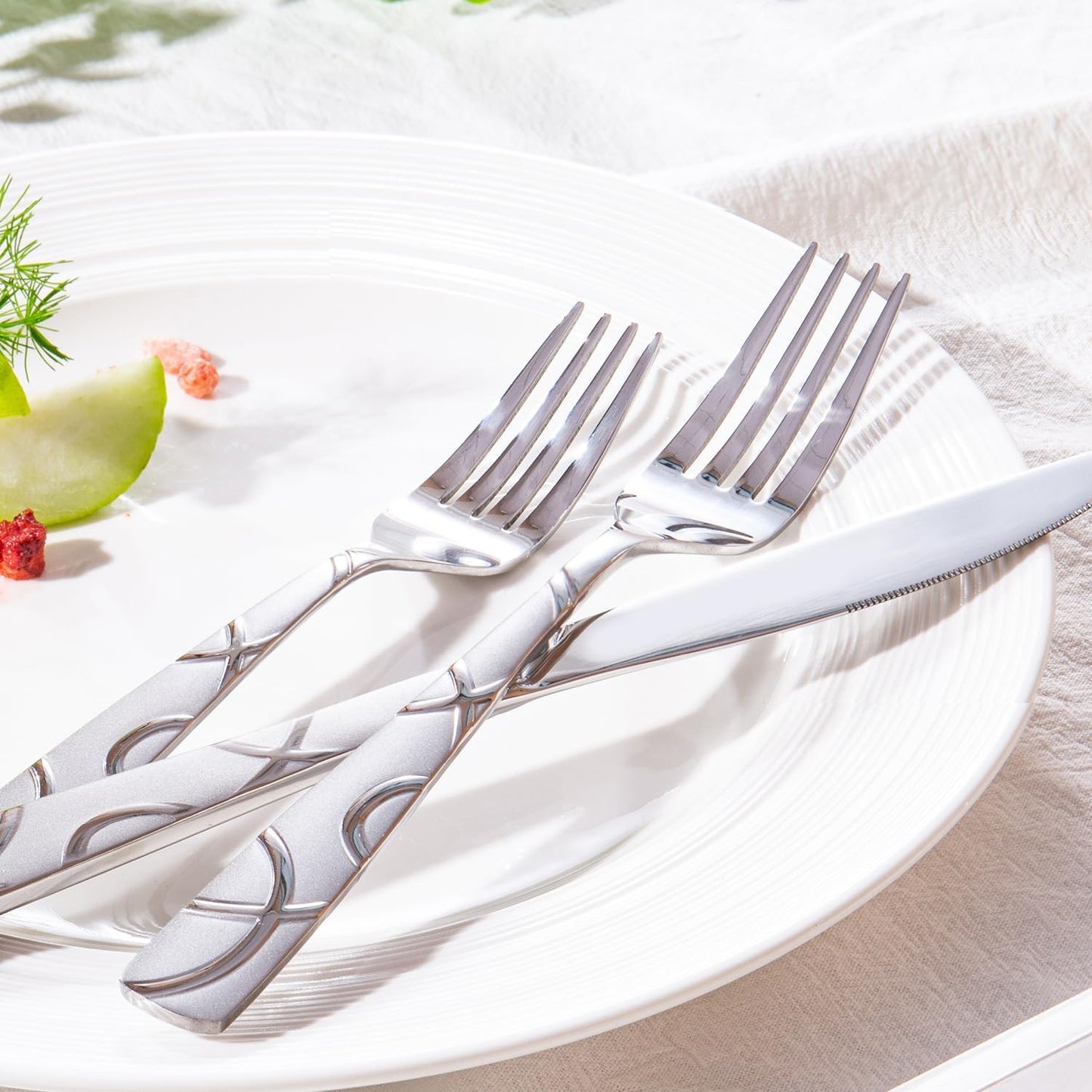 40PCS Stainless Steel Silverware Set, Modern Flatware Set for Kitchen, Mirror Polished Cutlery Set with Forks, Spoons and Knives，Dishwasher Safe