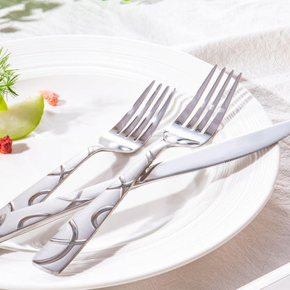 40PCS Stainless Steel Silverware Set, Modern Flatware Set for Kitchen, Mirror Polished Cutlery Set with Forks, Spoons and Knives，Dishwasher Safe