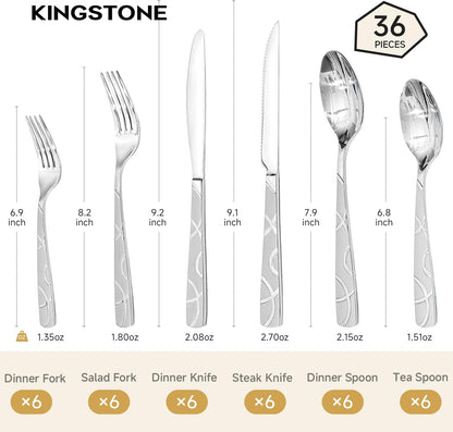 40PCS Stainless Steel Silverware Set, Modern Flatware Set for Kitchen, Mirror Polished Cutlery Set with Forks, Spoons and Knives，Dishwasher Safe